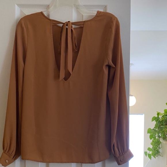 NWT Tie-Back Mustard Blouse - Picture 6 of 8